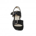 Sandale pour femmes avec boucles réglables en cuir noir talon 6 - Pointures disponibles:  32, 33, 34, 42, 43, 44, 46