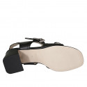 Sandale pour femmes avec boucles réglables en cuir noir talon 6 - Pointures disponibles:  32, 33, 34, 42, 43, 44, 46