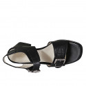 Sandale pour femmes avec boucles réglables en cuir noir talon 6 - Pointures disponibles:  32, 33, 34, 42, 43, 44, 46