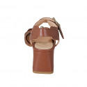 Sandalo da donna con fibbie regolabili in pelle color cuoio tacco 6 - Misure disponibili: 32, 34, 42, 43, 46