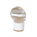 Sandalia para mujer con cinturon cruzado en piel blanca tacon 4 - Tallas disponibles:  32, 42, 46