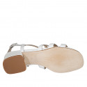 Woman's crossed strap sandal in white leather heel 4 - Available sizes:  32, 42, 46