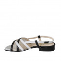 Sandalo da donna con rete ed elastico in pelle bianca e nera tacco 2 - Misure disponibili: 32, 33, 42, 43, 44, 45