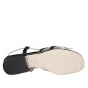 Sandalo da donna con rete ed elastico in pelle bianca e nera tacco 2 - Misure disponibili: 32, 33, 42, 43, 44, 45
