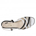 Sandalo da donna con rete ed elastico in pelle bianca e nera tacco 2 - Misure disponibili: 32, 33, 42, 43, 44, 45