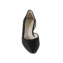 Zapato para mujer con corte lateral en piel negra tacon 5 - Tallas disponibles:  32, 33, 43, 44, 45, 46