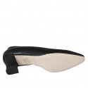 Zapato para mujer con corte lateral en piel negra tacon 5 - Tallas disponibles:  33, 43, 44, 45
