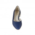 Zapato para mujer con corte lateral en piel azul tacon 5 - Tallas disponibles:  32, 42, 43, 44, 45