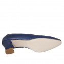 Zapato para mujer con corte lateral en piel azul tacon 5 - Tallas disponibles:  32, 42, 43, 44, 45