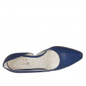 Zapato para mujer con corte lateral en piel azul tacon 5 - Tallas disponibles:  32, 33, 34, 42, 43, 44, 45