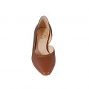 Escarpin pour femmes à côté ouvert en cuir cognac talon 5 - Pointures disponibles:  32, 33, 34, 42, 43, 44, 45, 46