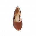 Zapato para mujer con corte lateral en piel cognac tacon 5 - Tallas disponibles:  32, 33, 34, 42, 43, 44, 45, 46