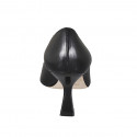 Woman's pointy pump shoe with V-cut in black leather heel 7 - Available sizes:  31, 32, 33, 34, 42, 43, 45
