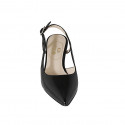 Woman's pointy slingback pump in black patent leather heel 6 - Available sizes:  32, 33, 45