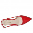 Chaussure ouverte au talon à bout pointu pour femmes en cuir verni rouge talon 6 - Pointures disponibles:  33, 42, 44, 45