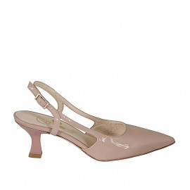 Decolté a punta aperta sul tallone da donna in vernice rosa tacco 6 - Misure disponibili: 46