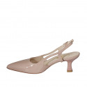 Woman's pointy slingback pump in rose patent leather heel 6 - Available sizes:  33, 45, 46