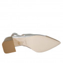Woman's pointy slingback pump in platinum and silver laminated leather heel 6 - Available sizes:  32, 42, 43, 44, 45, 46