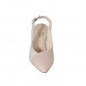 Chaussure ouverte au talon pour femmes en cuir rose et beige clair talon 6 - Pointures disponibles:  42, 45, 46