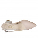 Woman's slingback pump in rose and light beige leather heel 6 - Available sizes:  42, 45, 46