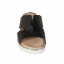 Woman's mule in black leather with wedge heel 3 - Available sizes:  32, 34, 42, 43, 44, 45