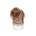 Woman's mule in cognac brown leather wedge heel 3 - Available sizes:  42, 44