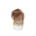 Woman's mule in platinum laminated printed leather with wedge heel 3 - Available sizes:  43, 44