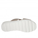 Woman's mule in platinum laminated printed leather with wedge heel 3 - Available sizes:  43, 44