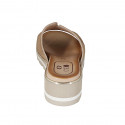 Woman's mule in beige printed leather wedge heel 4 - Available sizes:  42