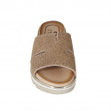 Woman's mule in beige printed leather wedge heel 4 - Available sizes:  42