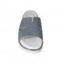 Woman's mule in light blue printed leather wedge heel 4 - Available sizes:  42