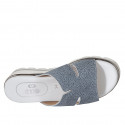 Woman's mule in light blue printed leather wedge heel 4 - Available sizes:  42