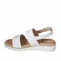 Woman's sandal in white leather wedge heel 3 - Available sizes:  32, 33, 42, 44, 45
