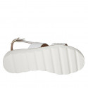 Sandale pour femmes en cuir blanc talon compensé 3 - Pointures disponibles:  32, 33, 42, 44, 45