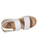 Woman's sandal in white leather wedge heel 3 - Available sizes:  32, 33, 42, 44, 45