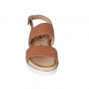 Sandalo da donna in pelle color cognac zeppa 3 - Misure disponibili: 32, 33, 34, 42, 43, 44, 45
