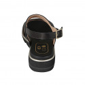 Sandale pour femmes en cuir noir avec talon compensé 3 - Pointures disponibles:  32, 33, 34, 42, 43, 44, 45, 46
