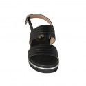 Sandale pour femmes en cuir noir avec talon compensé 3 - Pointures disponibles:  32, 33, 34, 42, 43, 44, 45, 46