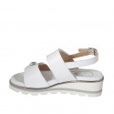 Sandalo da donna con velcro e borchie in pelle bianca con zeppa 4 - Misure disponibili: 43, 44