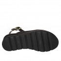 Woman's sandal in black leather with studs wedge heel 4 - Available sizes:  32, 33, 34, 42, 43, 44, 45, 46