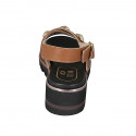 Sandalo da donna con borchie in pelle color cognac zeppa 4 - Misure disponibili: 33, 34, 42, 43, 44, 45, 46