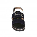 Sandale pour femmes en daim bleu avec accessoire talon compensé 4 - Pointures disponibles:  32, 33, 34, 42, 43, 44, 45, 46