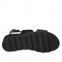 Sandale pour femmes en daim bleu avec accessoire talon compensé 4 - Pointures disponibles:  32, 33, 34, 42, 43, 44, 45, 46