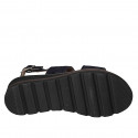 Sandale pour femmes en daim bleu avec accessoire talon compensé 4 - Pointures disponibles:  32, 42, 43, 45