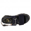 Sandale pour femmes en daim bleu avec accessoire talon compensé 4 - Pointures disponibles:  32, 42, 43, 45