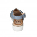 Sandale pour femmes en cuir imprimé bleu clair talon compensé 3 - Pointures disponibles:  33, 34, 42, 43, 44, 45, 46