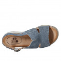 Woman's sandal in light blue printed leather wedge heel 3 - Available sizes:  33, 34, 42, 43, 44, 45, 46