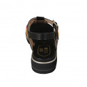 Sandale pour femmes avec courroie en cuir noir, cognac, jaune, orange et rouge talon compensé 3 - Pointures disponibles:  43, 45