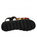 Sandalo da donna con cinturino in pelle nera, cognac, gialla, arancione e rossa zeppa 3 - Misure disponibili: 32, 33, 34, 43, 44, 45, 46