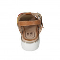 Woman's sandal with strap in cognac, yellow, orange and red leather wedge heel 3 - Available sizes:  43